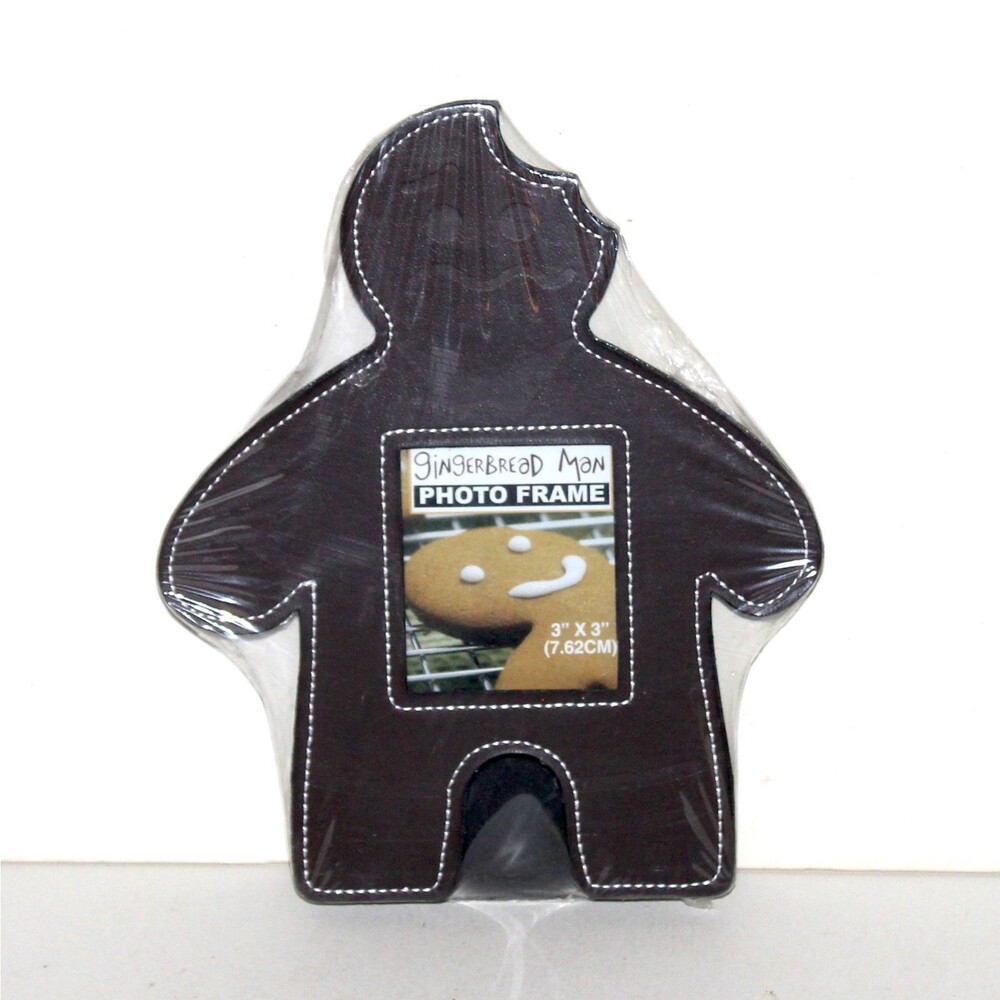 Gingerbread Man Photo Frame brown faux leather NEW Greenbrier
